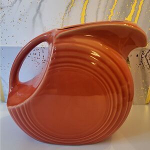 Vintage Pristine Piece Fiestaware Persimmon Water Pitcher Imprint, No "H"